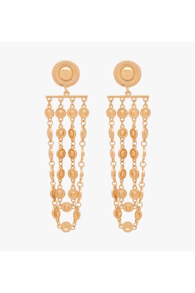 Gold Tone Drop Earrings with Pushback Closure